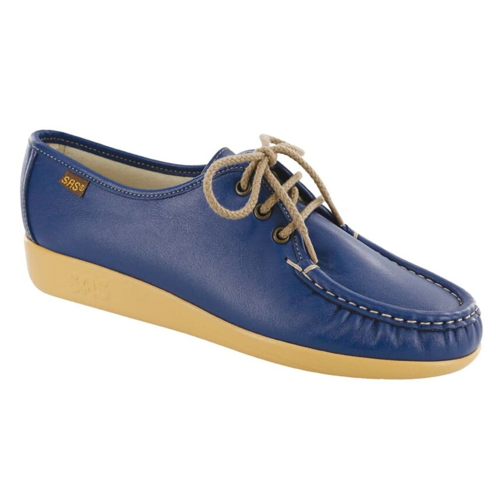 SAS Siesta 40 Women's Blue Leather Lace Up Loafers Comfort Shoes Size 4 1/2